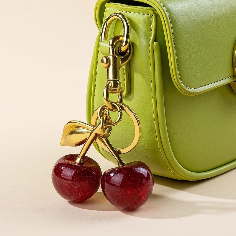 Coach Red Cherry Apple Bag Charm Keychain Resin Metal Brass Purse Decoration gallery