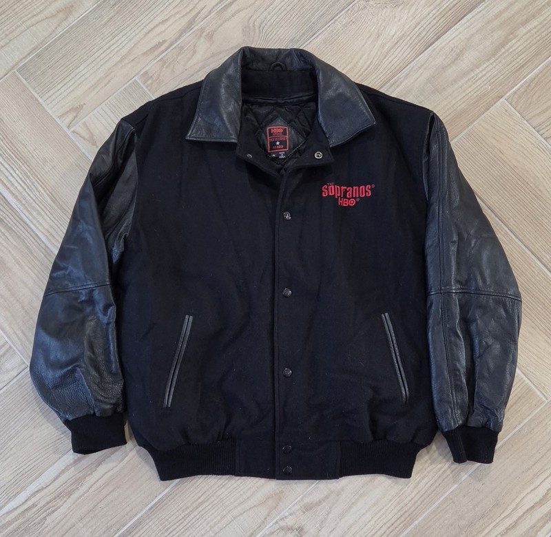 HBO Apparel The Sopranos Varsity Jacket Black/Red Leather Sleeves Men’s M
