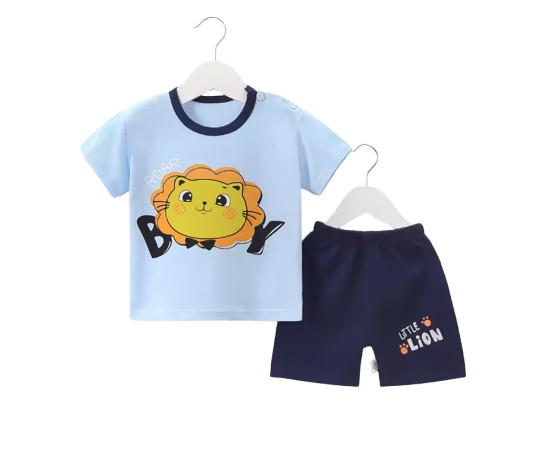 Children’s Summer Short Sleeve Tee and Shorts 2PCS Cotton Cute Cartoon Set