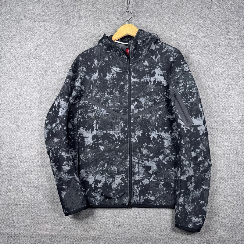 Nike Tech Fleece Hoodie Mens Medium M Gray Camo Full Zip Jacket HV5055-060
