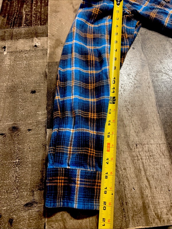44mm Legendary Goods Flannel Shirt Mens Large Blue Orange Plaid Cotton gallery