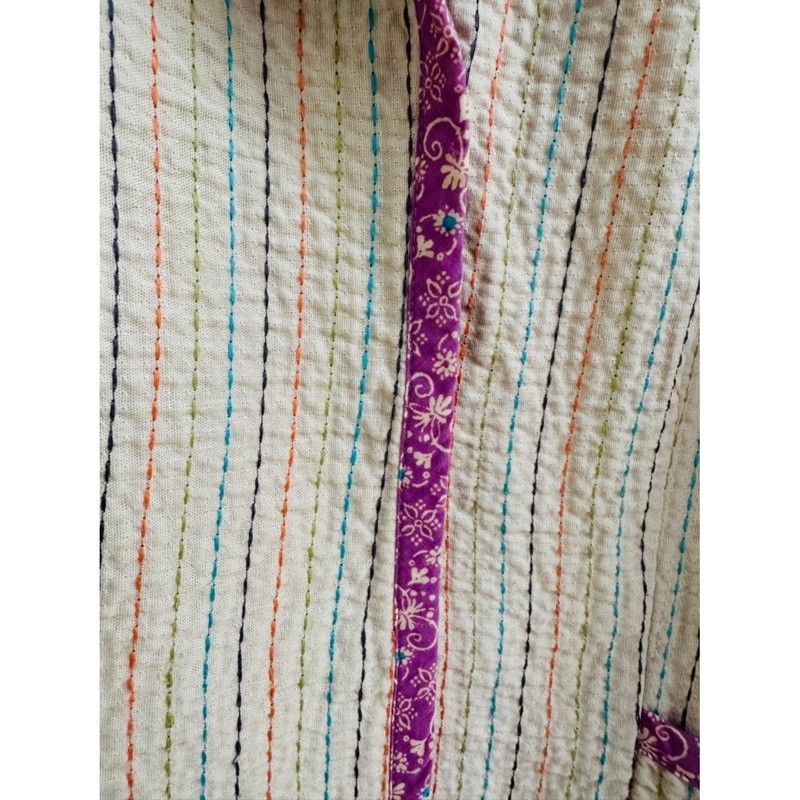 Sigrid Olson Sz 8 Neutral Color Jacket with Multi-Color Flower Embroidery gallery