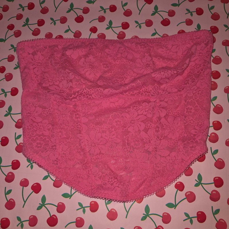 PINK Victoria’s Secret Floral Lace Bustier Bralette Strapless Wireless M NWT