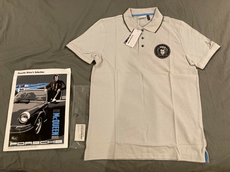NOS PORSCHE DESIGN STEVE MCQUEEN LIGHT GREY POLO NIB VARIOUS SIZES AVAILABLE.