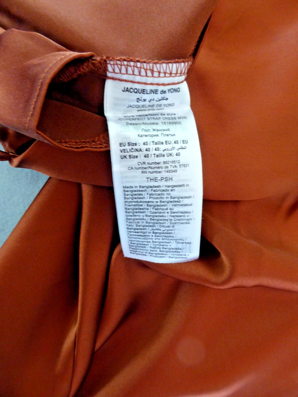 Stylish Jacqueline de Yong Cinnamon Satin Bias Cut Midi Slip Dress BNWT, UK12 gallery