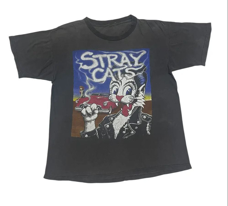 STRAY CATS Band Lets Go Faster Unisex Cotton T-Shirt Full Size WA065