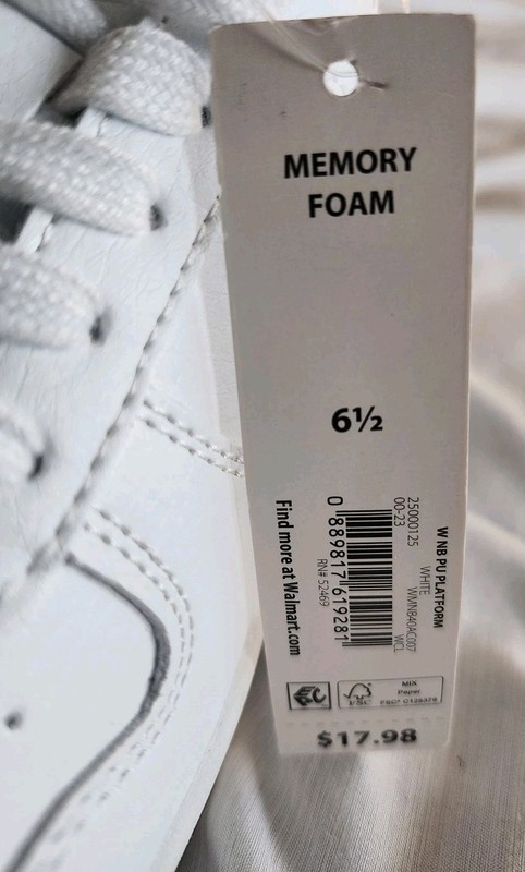 No boundaries Memory Foam Woman’s White Shoes PU Platform Size 6.5 NEW gallery