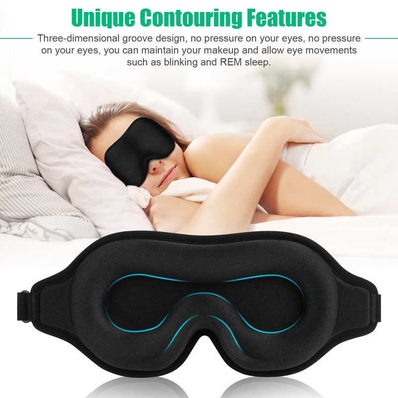 2x 3D Travel Silk Eye Mask Sleeping Soft Padded Shade Cover Rest Relax Blindfold gallery