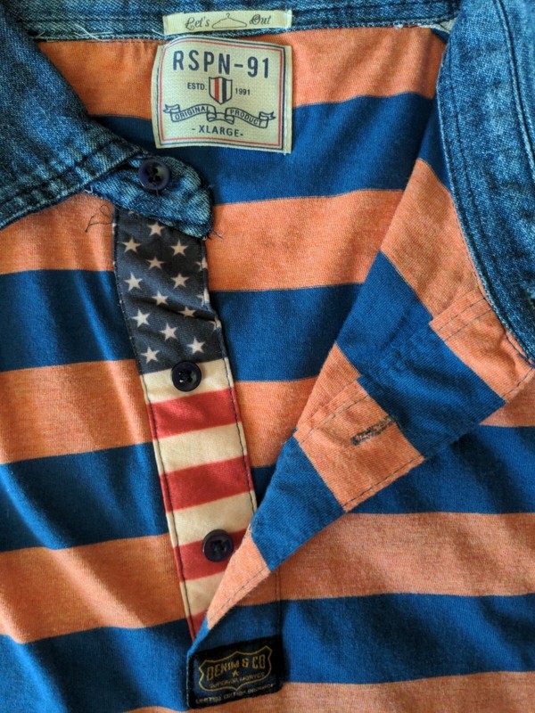 Denim & Co Superior Motive Limited Edition Product Orange Blue Stripe Polo Shirt gallery