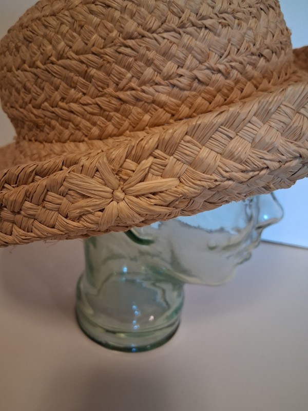 Helen Kaminski 100% Natural Raffia Sun Hat Large 4" Wide Brim EXCELLENT gallery