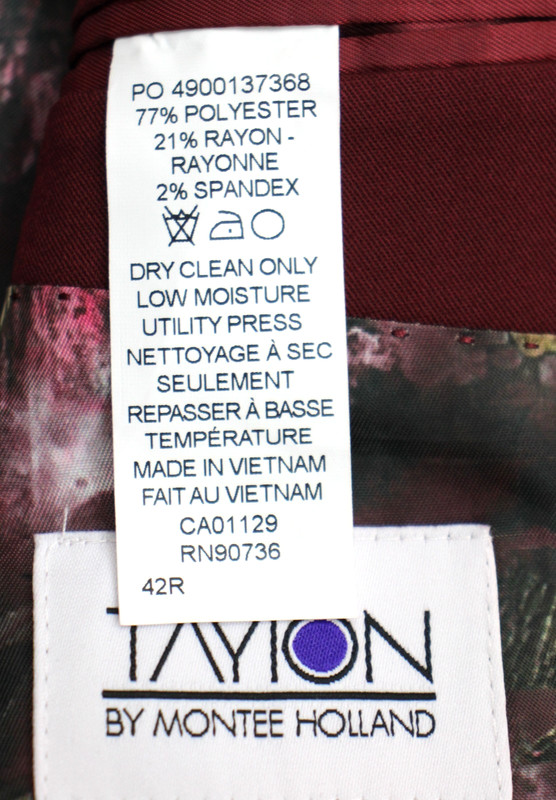 Tayion Suit Jacket 42 R Mens Red Solid Classic Fit Peak Blazer Sport Coat $360 gallery