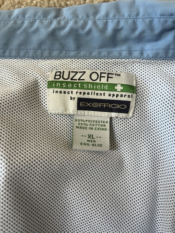 ExOfficio Buzz Off Insect Shield Mens XL Blue Long Sleeve Hiking Fishing Shirt gallery