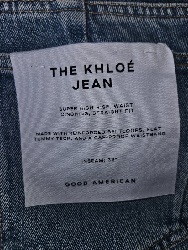 Good American Khloe Super High-Rise Jeans 12/31 Distressed Split Hem NWT $188 gallery