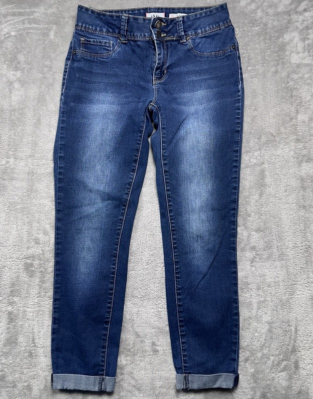 YMI Mid Rise Ankle Skinny Jeans Size 9 Medium Wash Cuffed Ultra Stretch Fabric