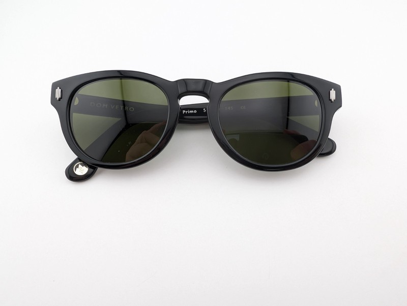 Dom Vetro Sunglasses, Primo Polished Black, 51-24-145, Handmade in Los Angeles