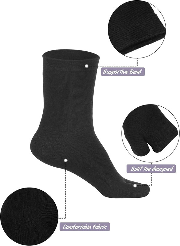 Geyoga 6 Pairs Flip Flop Socks Tabi Split Toe Socks Elastic Cotton for Men Women gallery