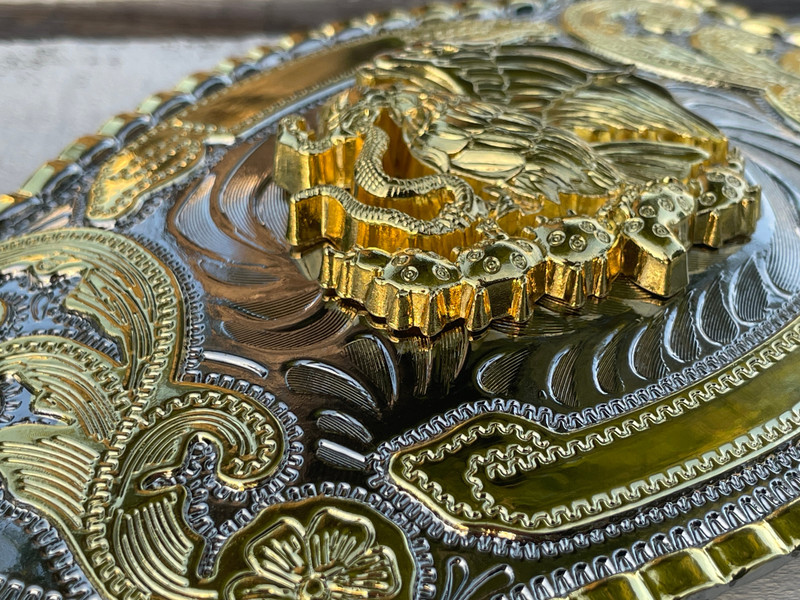 Large Mexican Emblem Western Belt Buckle, Hebilla Mexicana gallery