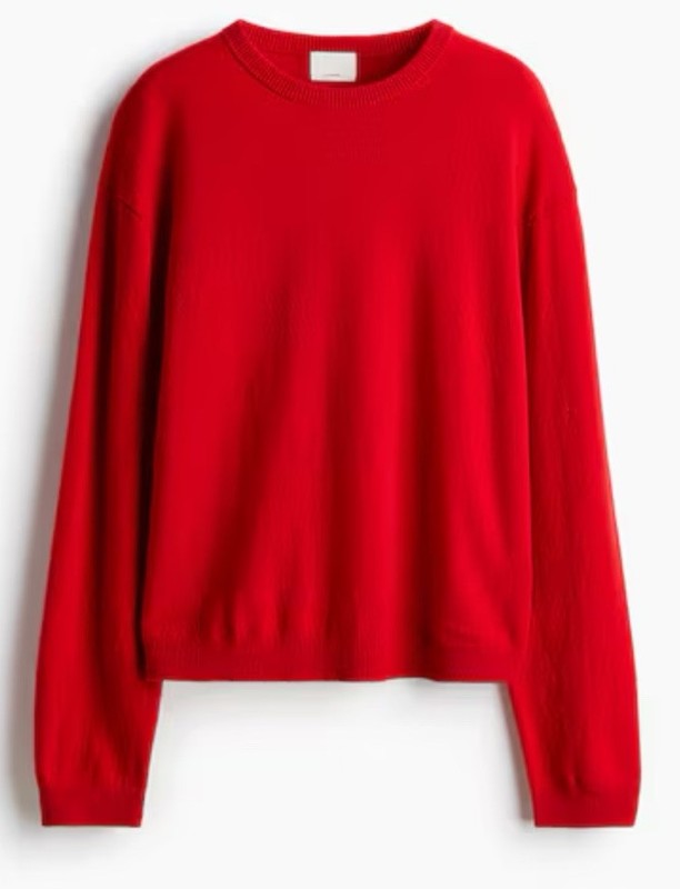 H&M Red Cashmere Jumper Medium See Final Image: Small Hole At The Front