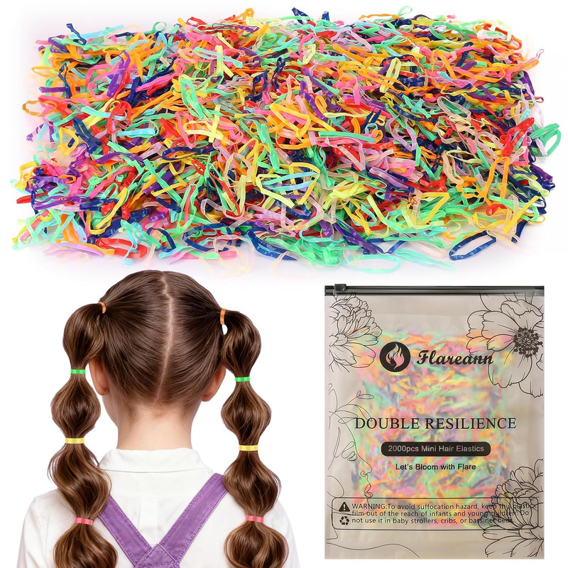 2000PCS Colorful Elastic Hair Bands Soft Durable Hair Ties For Women Girls gallery