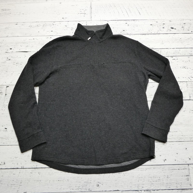 Horny Toad Sweater Mens Large Gray Wool Blend Mock Neck Pullover Zip Pocket