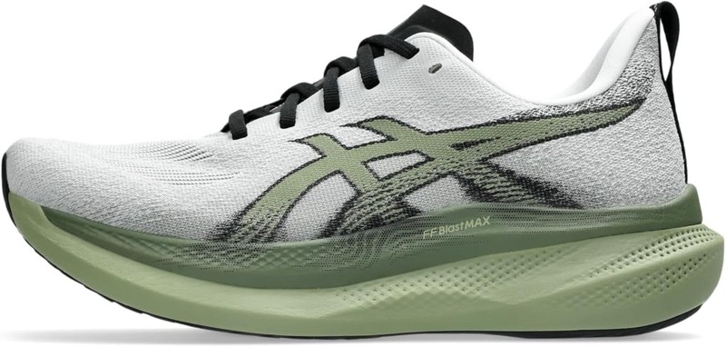 ASICS Men's GLIDERIDE MAX 2 Running Shoes, 12.5, White/Moss - White/Moss - 12.5
