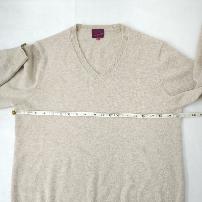State 100% Cashmere Basic V-Neck Sweater Beige Tan Mens Size M Long Sleeve gallery