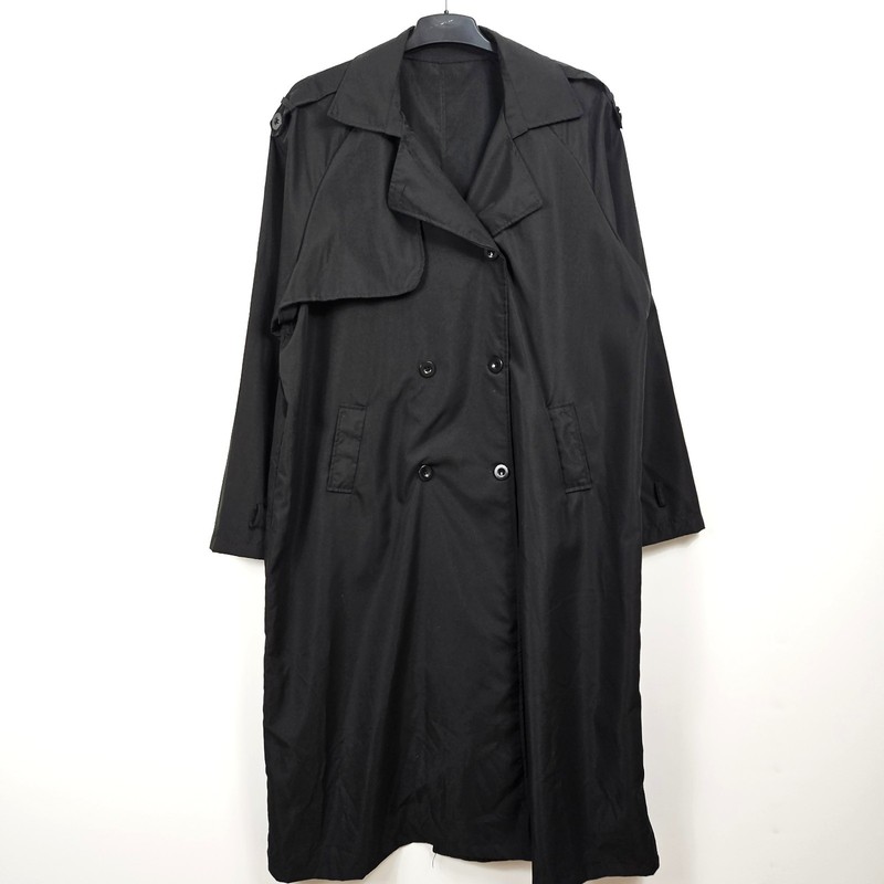 Black Trench Coat Ultra Lightweight Unlined Double Breasted 2XL