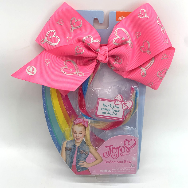 Jojo Siwa Bodacious Bow Pink Silver Hearts Strand Blonde Hair Accessory