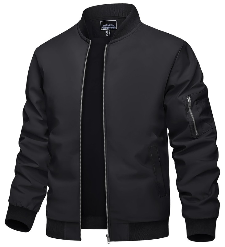 Men’s Lightweight Bomber Jacket Spring Fall Thin Casual Coat Full-Zip Work Coats