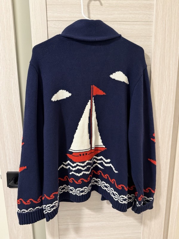 Sailboat Lodge Cardigan in Dark Navy XL