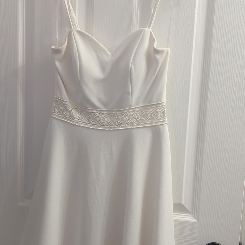 White Sweetheart Sleeveless A-Line Classic Wedding Dress Beaded Waist XS