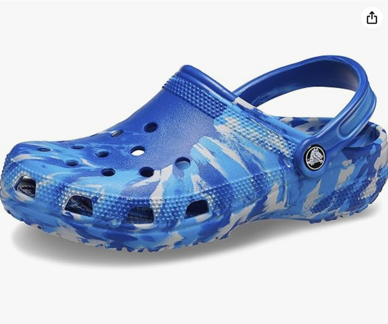 Crocs Unisex Size 4m/6w – Classic Marbled Tie Dye Clog, Blue Bolt/Multi