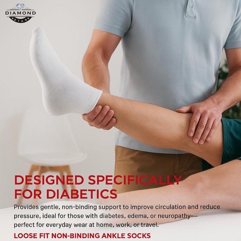 Diamond Star Diabetic Ankle Socks for Men & Women - Non-Binding Cushioned Cot... gallery