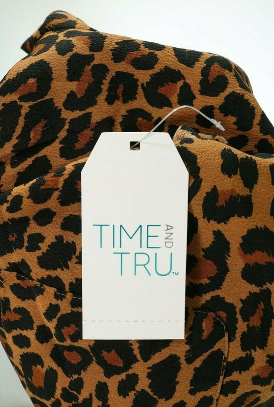 Womens Time And Tru Leopard Print Roll Cuff Button Front Shirt NEW NWT gallery