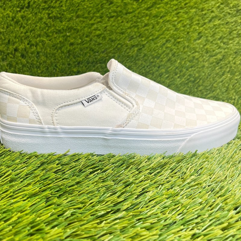 Vans Classic Slip-On Checkerboard Mens Size 8 White Athletic Shoes Sneakers