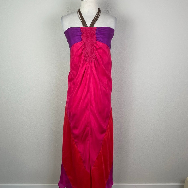 A Common Thread Purple Red Silk Halter Maxi Dres Small gallery