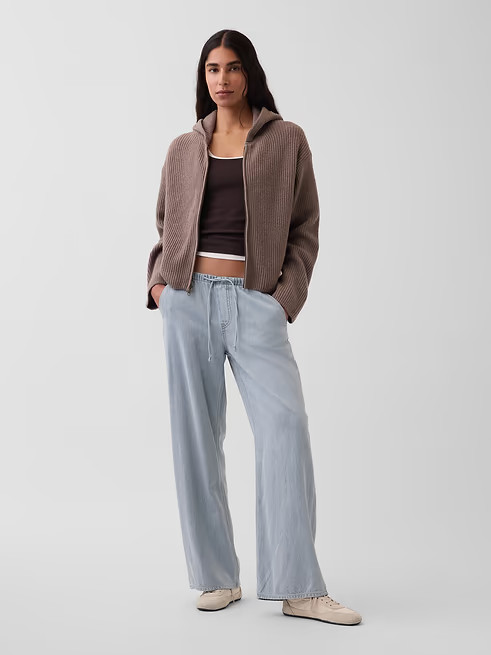 GAP - CashSoft Oversized Shaker-Stitch Zip Hoodie 910966 - New Sale gallery