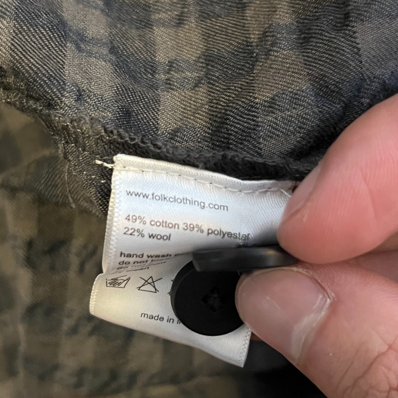 Folk Patch Checked Seersucker Overshirt Navy Grey Black Mens Mediu, gallery