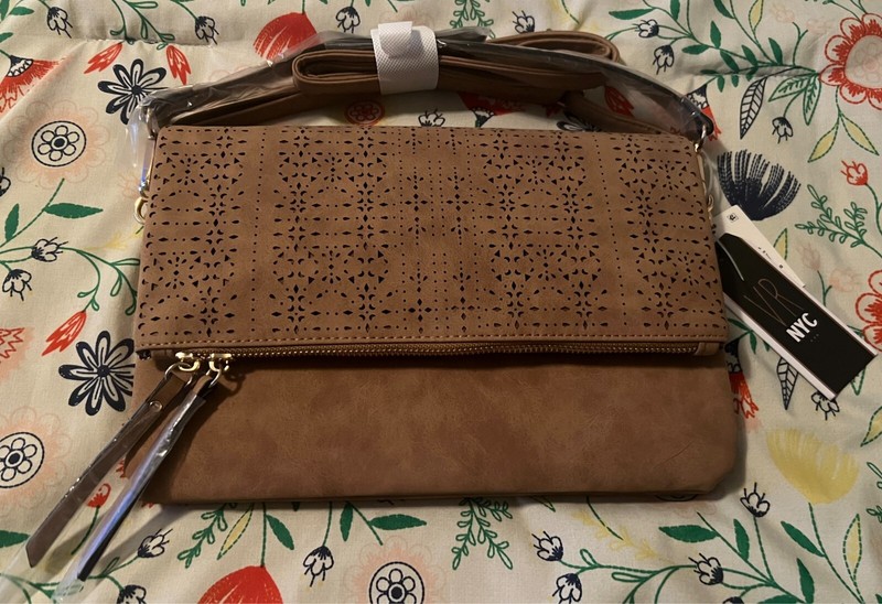VR NYC Crossbody Purse – Natural – Tan – Laser Cut – Clutch, Bag – NWT MSRP $30
