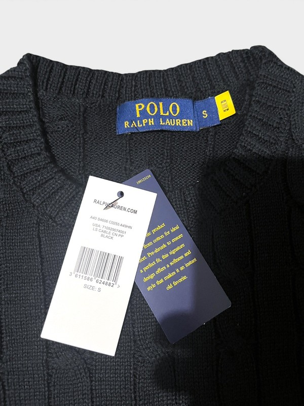 🖤 Polo Ralph Lauren Cable Knit Sweater Black S gallery