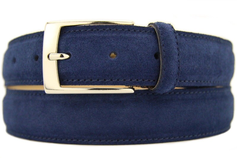 Italian suede belt men's women's belt suede belt blue 3.5 cm wide gallery