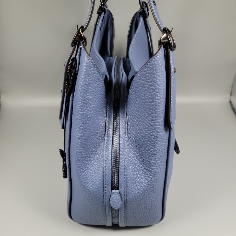 Coach Lori Shoulder Bag Washed Chambray Blue Pebble Leather Purse + Dust Bag gallery