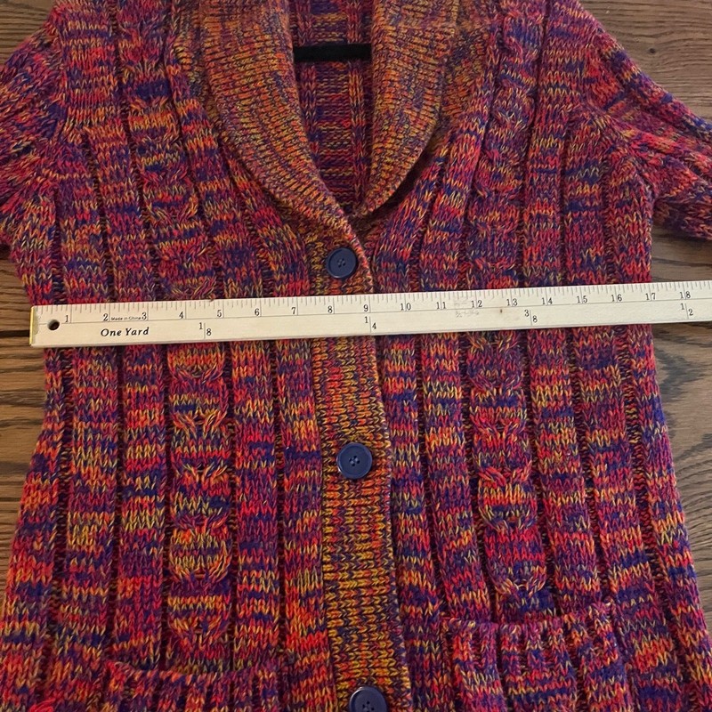 VTG 1970's 100% Virgin Acrylic Fibre Cardigan Sweater Red/Orange/Blue-M gallery