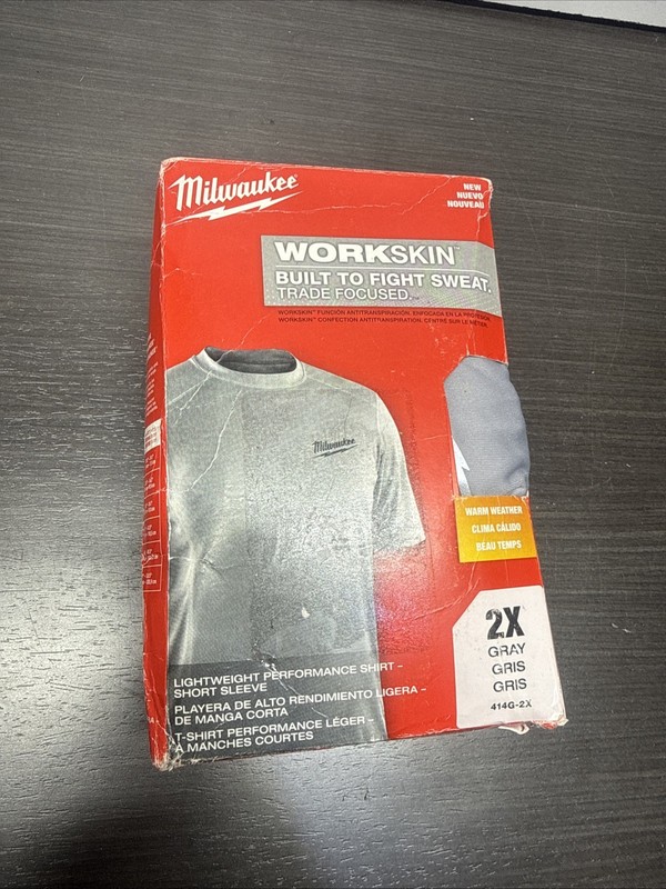 Milwaukee T- Shirt 414G-2X Workskin Short Sleeve Performance Shirt, Gray, 2X