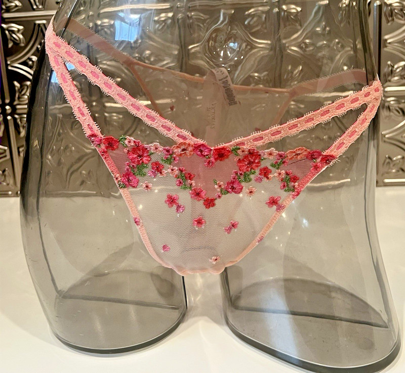 Victoria’s Secret Hearts & Roses Embroidery BRAZILIAN Panty Sz XL NWT$29