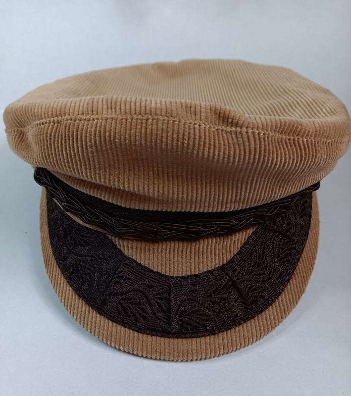 AEGEAN GREEK FISHERMAN'S CAP TAN/ BROWN SIZE 56-7 OR 21 1/2" INNER BAND gallery