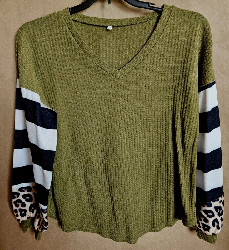 NO BRAND WOMAN’S PULLOVER TEXTURED LONG SLEEVE SWEATER MULTICOLOR SIZE MED #4189