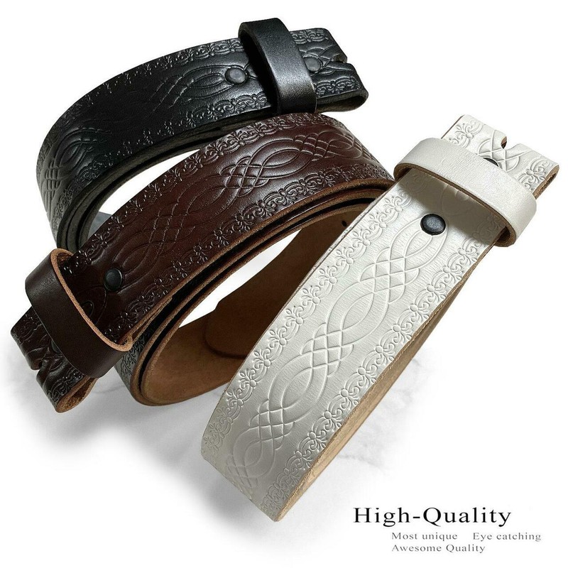 Casual Jean Belt Genuine Full Leather Embossed Belt Strap 1-1/2"(38mm) wide gallery