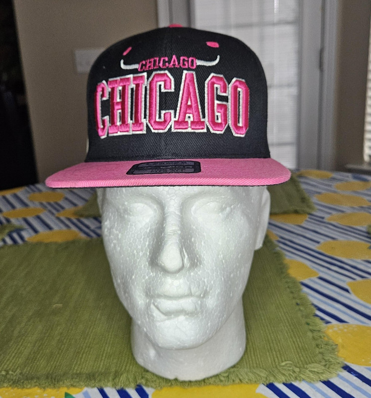 Leader Of Generation Chicago Hat Cap Snap Back One Size Black Pink City Mens