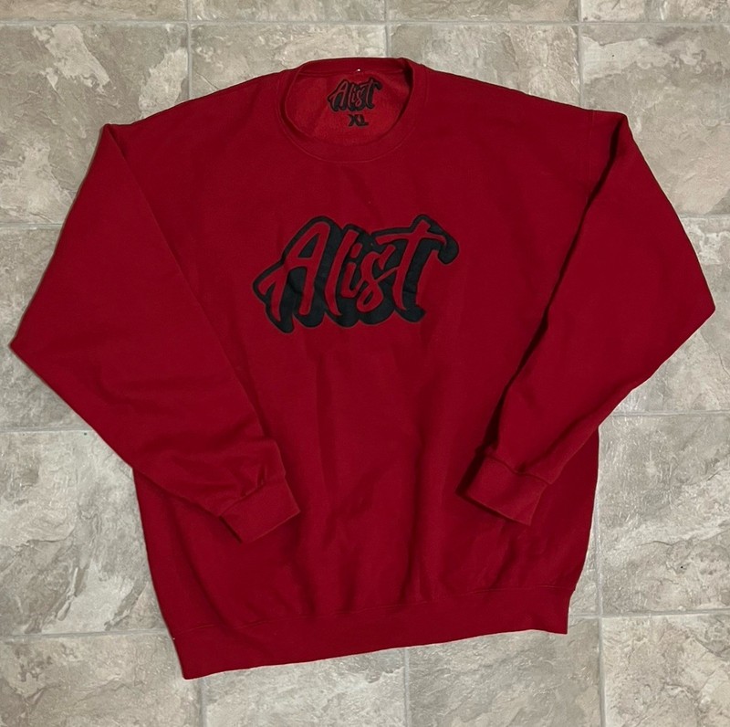 A list Crewneck Sweatshirt Adult XL Extra Large Red